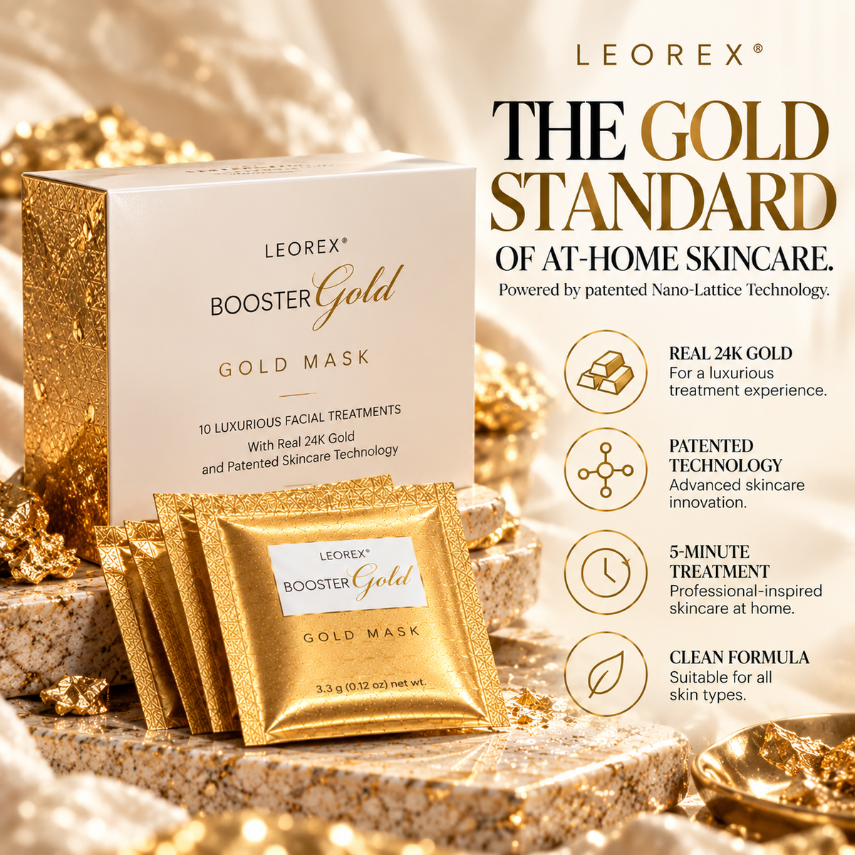 Leorex Booster - 24K Gold Anti-aging Mask (10 Sachets)