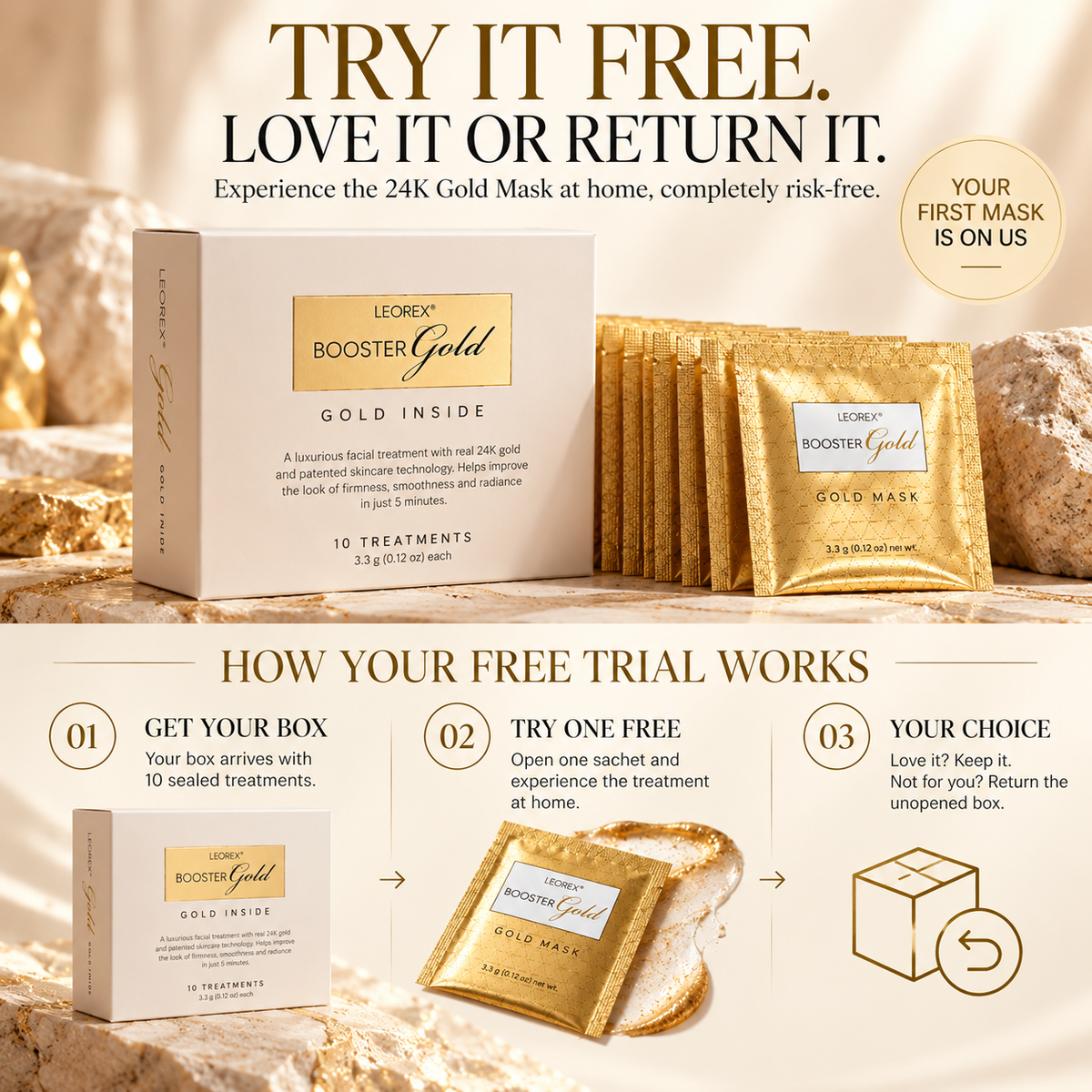 Leorex Booster - 24K Gold Anti-aging Mask (10 Sachets)
