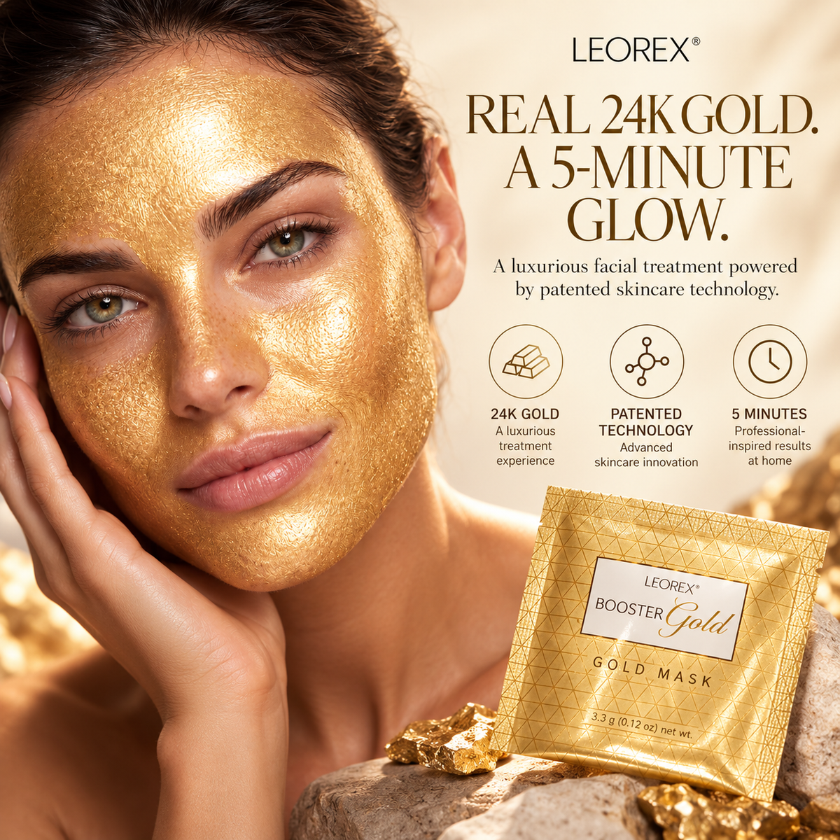 Leorex Booster - 24K Gold Anti-aging Mask (10 Sachets)